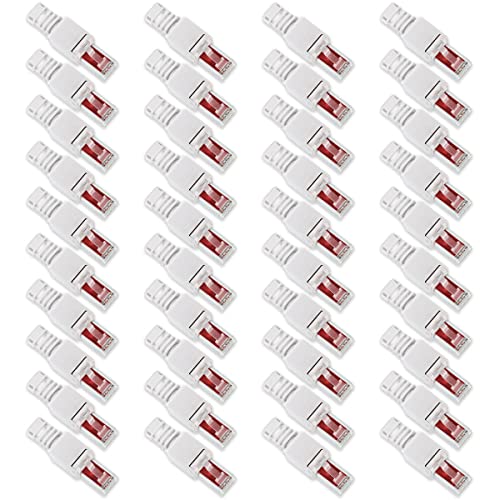 Netzwerk Stecker RJ45 Cat6 Cat7 Cat5 LAN Kabel 40x Werkzeuglos Netzwerkstecker ohne Werkzeug werkzeugfrei Crimpstecker für Patchkabel Netzwerkkabel von NAUCI