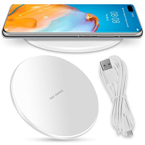 QI Wireless Ladegerät kompatibel mit Huawei P60 P50 P40 P30 Pro Plus Ladestation Kabellos Charger Induktives Universal Schnellladegerät 10W, Farben:Weiß von NAUCI