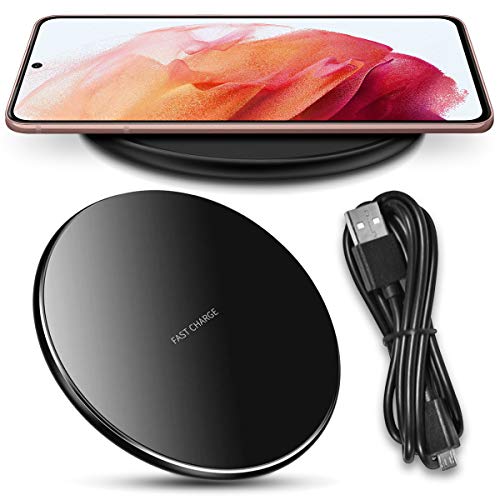 QI Wireless Ladegerät kompatibel mit Samsung Galaxy S21 S20 Plus Ultra 5G Ladestation Kabellos Charger Induktives Universal Schnellladegerät, Farben:Schwarz von NAUCI