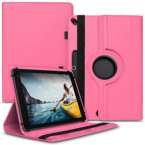Tablet Schutz Hülle kompatibel mit Medion Lifetab E10512 E10530 aus Kunst-Leder Standfunktion 360 Drehbar Schutzhülle Universal, Farbe:Pink von NAUCI