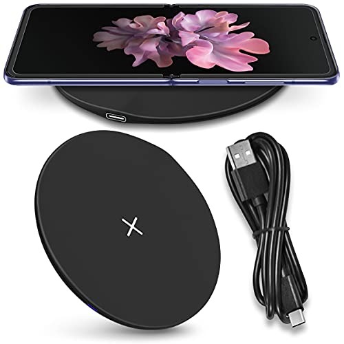 Wireless QI Charger 15W kompatibel mit Samsung Galaxy Z Flip 5-4 - 3 / Fold 5-4 - 3-2 Induktives Schnell Ladematte Ladegerät Kabellose Universal Schnellladestation, Farben:Schwarz von NAUCI