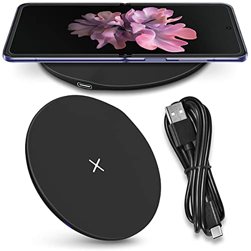 Wireless QI Charger 15W kompatibel mit Samsung Galaxy Z Flip 6 5 4 3 Fold 6 5 4 3 2 Induktives Schnell Ladematte Ladegerät Kabellose Universal Schnellladestation, Farben:Schwarz von NAUCI