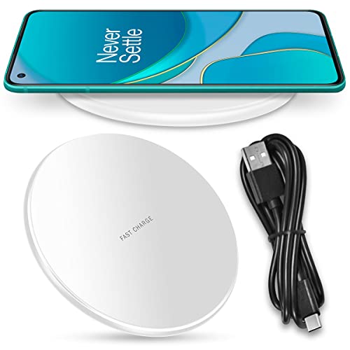 Wireless QI Ladestation 15W 10W 5W kompatibel mit OnePlus 13 Induktives Ladegerät Kabellose Universal Schnellladestation, Modell:M06_15W_Weiß von NAUCI