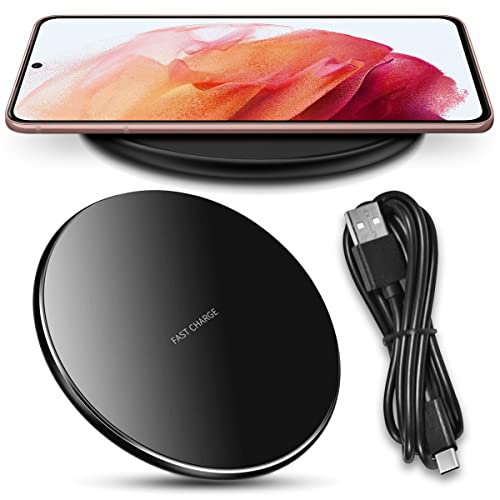 QI Induktive Ladestation - Kabelloses Schnellladen kompatibel mit Samsung Galaxy S25 S24 S23 S22 S21 Plus Ultra FE mit sicherem Überladungsschutz - modernem Design, Modell:M06_15W_Schwarz von NAUCI