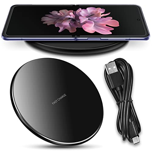 Wireless Qi Ladegerät kompatibel mit Samsung Galaxy Z Flip 6 5 4 3 / Fold 6 5 4 3 2 Ladestation Kabellos 15W Induktives Universal Ladegerät Fast Charger, Farben:Schwarz von NAUCI