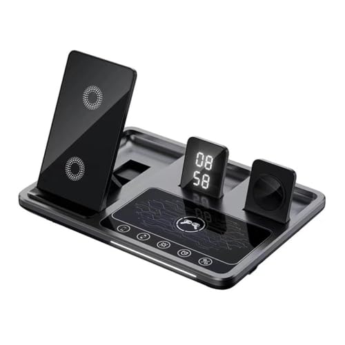 4-in-1-Ladestation mit digitaler Uhr für Uhr H5i0 für faltbares Ladegerät, Desktop-PC 4-in-1-Ladestation mit digitaler Uhr für Uhr H5i0 für faltbares Ladegerät, Desktop-PC von NAUXIU