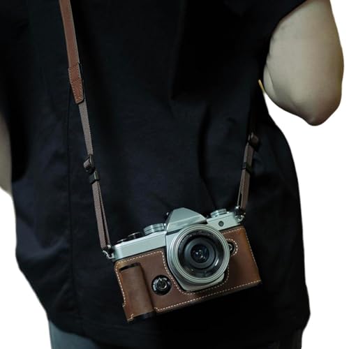 Premium Leder Kamera Halbtasche mit Gurt für Olympus OM-3 Kameratasche Schutz mit Gurt Hülle Schulter von NAUXIU