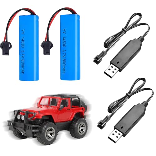 NAVESO 2 Stück 3.7V 800mah Li-Ion Akku 14-500, 3.7V RC Akku, Wiederaufladbare Li-Ion Battery mit 2 USB Chargers SM-2P Plug, RC Rechargeable Battery für RC Fahrzeuge, Boote, Panzer, Roboter, Autos NAVESO 2 Stück 3.7V 800mah Li-Ion Akku 14-500, 3.7V RC Akku, Wiederaufladbare Li-Ion Battery mit 2 USB Chargers SM-2P Plug, RC Rechargeable Battery für RC Fahrzeuge, Boote, Panzer, Roboter, Autos von NAVESO