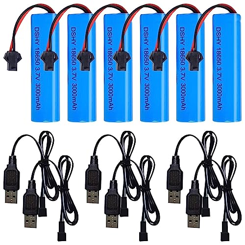 NAVESO 6 Stück 3000mAh 3.7V RC Akku, 3.7V Li-ion Akku with 6 USB Chargers SM-2P Plug, Wiederaufladbare RC Batterie, 3.7V Li Ion Power Ersatz Akku Für RC Fahrzeuge, Boote, Panzer, Auto, Schiffe NAVESO 6 Stück 3000mAh 3.7V RC Akku, 3.7V Li-ion Akku with 6 USB Chargers SM-2P Plug, Wiederaufladbare RC Batterie, 3.7V Li Ion Power Ersatz Akku Für RC Fahrzeuge, Boote, Panzer, Auto, Schiffe von NAVESO