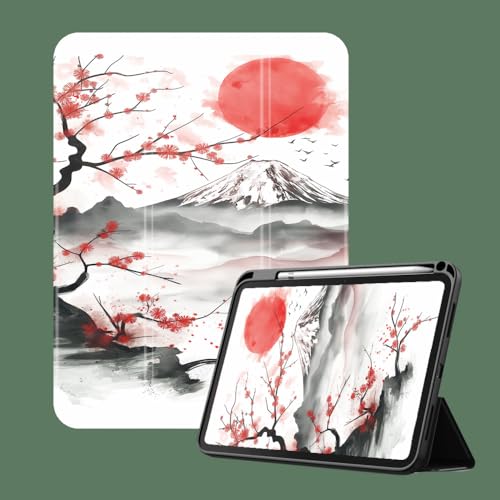 10,9-Zoll-Hülle Für Ipad 10. Generation 2022 Mit Stifthalter, Dreifach Faltbarer Ständer, Leichte Schutzhülle, Smart Cover Mit Fuji-Gemäldedruck Im Japanischen Stil Mit Automatischer Schlaf-/Weck von NAWVNMI