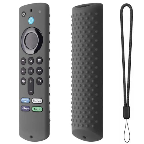 NAWVNMI Weiche Fernbedienungshülle Für Amazon Fire Tv Stick 4K Max Fernbedienung, Silikonhülle Mit Trageband, Stoßfest, Waschbar, Hautfarben, Helle Farbe, Dunkelgrau von NAWVNMI