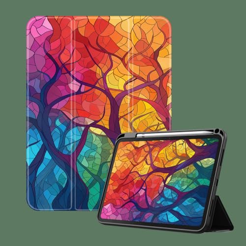 Schutzhülle Für Ipad Mini 5. Generation 7,9 Zoll 2019/Ipad Mini 4 2015 – Schlankes, Leichtes Smart Shell, Dreifach Faltbar, Mit Automatischem Wake/Sleep-Modus – Bunte Geometrische Bäume von NAWVNMI