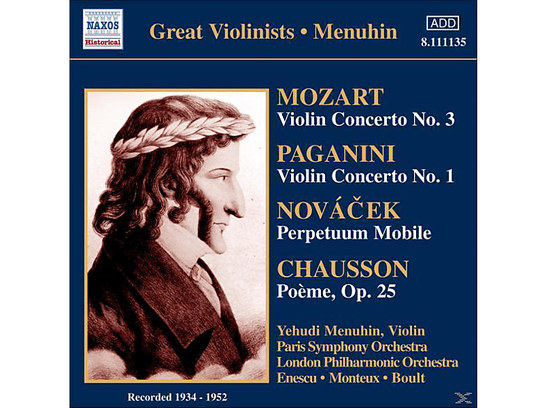 Yehudi Menuhin, Yehudi/lpo/+ Menuhin - Violinkonzerte (CD) von NAXOS HISTORICAL