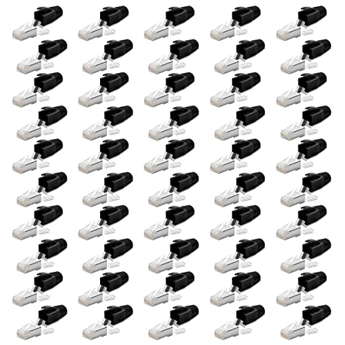 100x Netzwerkstecker Netzwerk DSL Stecker CAT7 CAT6 CAT6A CAT5 RJ45 DSL LAN vergoldete Kontakte Knickschutz Crimpstecker von NAmobile