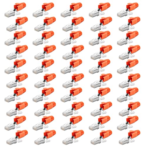 100x Netzwerkstecker Netzwerk DSL Stecker CAT7 CAT6 CAT6A CAT5 RJ45 DSL LAN vergoldete Kontakte Knickschutz Crimpstecker von NAmobile