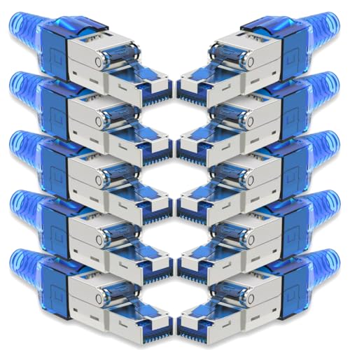 10x Netzwerk Stecker CAT 7 Werkzeuglos RJ45 CAT7 Netzwerkstecker für Verlegekabel LAN Kabel Stecker ohne Werkzeug werkzeugfrei Patchkabel Netzwerkkabel von NAmobile