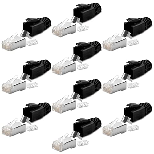 10x Netzwerkstecker Netzwerk DSL Stecker CAT7 CAT6 CAT6A CAT5 RJ45 DSL LAN vergoldete Kontakte Knickschutz Crimpstecker von NAmobile