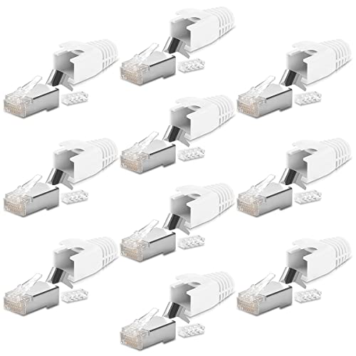 10x Netzwerkstecker Netzwerk DSL Stecker CAT7 CAT6 CAT6A CAT5 RJ45 DSL LAN vergoldete Kontakte Knickschutz Crimpstecker von NAmobile