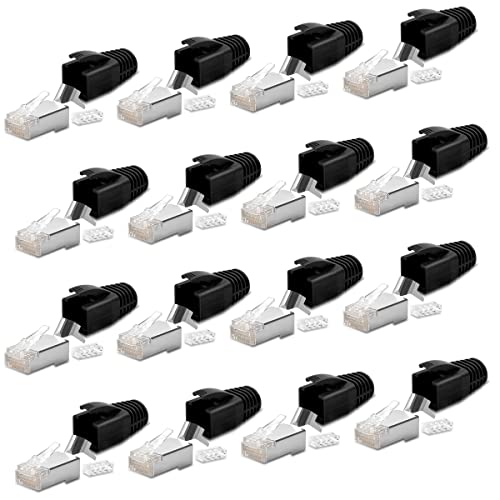 16x Netzwerkstecker Netzwerk DSL Stecker CAT7 CAT6 CAT6A CAT5 RJ45 DSL LAN vergoldete Kontakte Knickschutz Crimpstecker von NAmobile