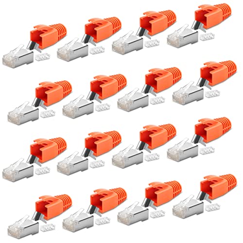 16x Netzwerkstecker Netzwerk DSL Stecker CAT7 CAT6 CAT6A CAT5 RJ45 DSL LAN vergoldete Kontakte Knickschutz Crimpstecker von NAmobile