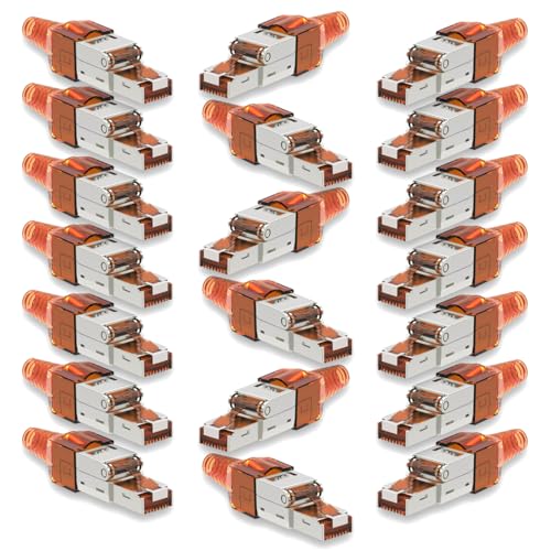 20x Netzwerk Stecker CAT 7 Werkzeuglos RJ45 CAT7 Netzwerkstecker für Verlegekabel LAN Kabel Stecker ohne Werkzeug werkzeugfrei Patchkabel Netzwerkkabel von NAmobile