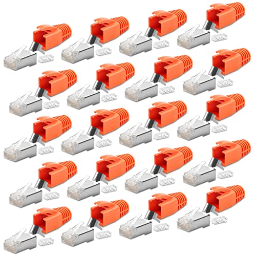 20x Netzwerkstecker Netzwerk DSL Stecker CAT7 CAT6 CAT6A CAT5 RJ45 DSL LAN vergoldete Kontakte Knickschutz Crimpstecker von NAmobile