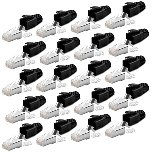 20x Netzwerkstecker Netzwerk DSL Stecker CAT7 CAT6 CAT6A CAT5 RJ45 DSL LAN vergoldete Kontakte Knickschutz Crimpstecker von NAmobile