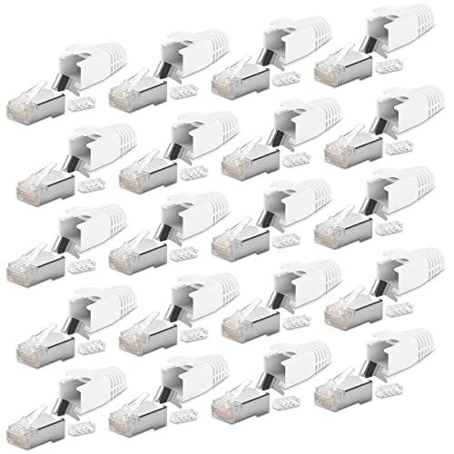 20x Netzwerkstecker Netzwerk DSL Stecker CAT7 CAT6 CAT6A CAT5 RJ45 DSL LAN vergoldete Kontakte Knickschutz Crimpstecker von NAmobile