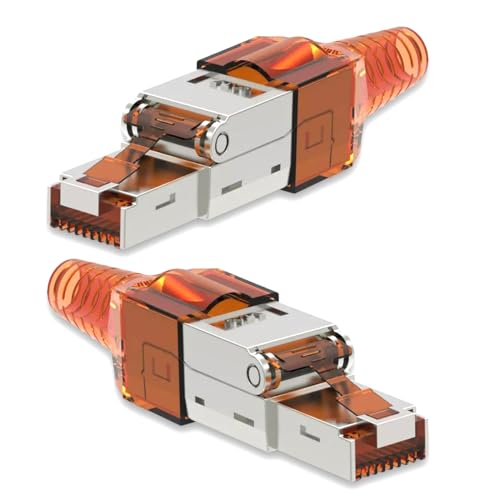 2X Netzwerk Stecker CAT 7 Werkzeuglos RJ45 CAT7 Netzwerkstecker für Verlegekabel LAN Kabel Stecker ohne Werkzeug werkzeugfrei Patchkabel Netzwerkkabel von NAmobile