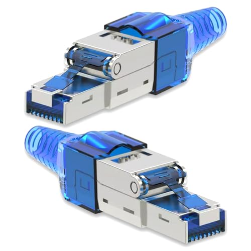 2X Netzwerk Stecker CAT 7 Werkzeuglos RJ45 CAT7 Netzwerkstecker für Verlegekabel LAN Kabel Stecker ohne Werkzeug werkzeugfrei Patchkabel Netzwerkkabel von NAmobile