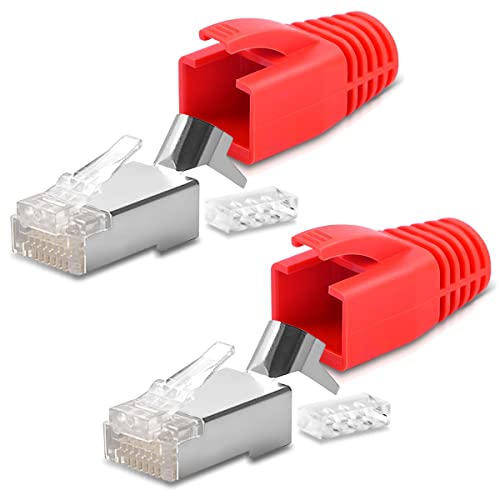 2X Netzwerkstecker Netzwerk DSL Stecker CAT7 CAT6 CAT6A CAT5 RJ45 DSL LAN vergoldete Kontakte Knickschutz von NAmobile