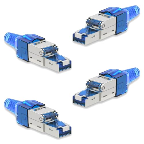 4X Netzwerk Stecker CAT 7 Werkzeuglos RJ45 CAT7 Netzwerkstecker für Verlegekabel LAN Kabel Stecker ohne Werkzeug werkzeugfrei Patchkabel Netzwerkkabel von NAmobile