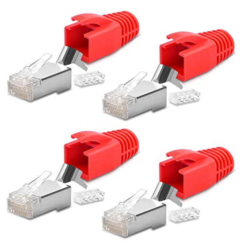 4X Netzwerkstecker Netzwerk DSL Stecker CAT7 CAT6 CAT6A CAT5 RJ45 DSL LAN vergoldete Kontakte Knickschutz Crimpstecker von NAmobile