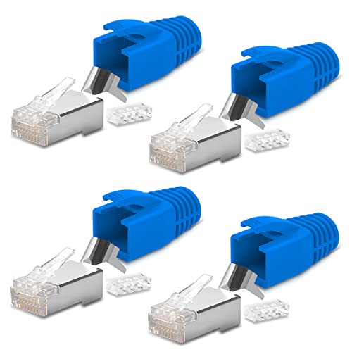 4X Netzwerkstecker Netzwerk DSL Stecker CAT7 CAT6 CAT6A CAT5 RJ45 DSL LAN vergoldete Kontakte Knickschutz von NAmobile