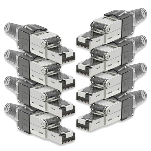 8X Netzwerk Stecker CAT 7 Werkzeuglos RJ45 CAT7 Netzwerkstecker für Verlegekabel LAN Kabel Stecker ohne Werkzeug werkzeugfrei Patchkabel Netzwerkkabel von NAmobile