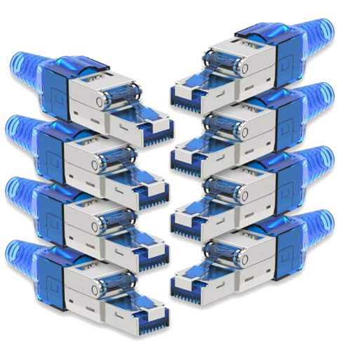 8X Netzwerk Stecker CAT 7 Werkzeuglos RJ45 CAT7 Netzwerkstecker für Verlegekabel LAN Kabel Stecker ohne Werkzeug werkzeugfrei Patchkabel Netzwerkkabel von NAmobile