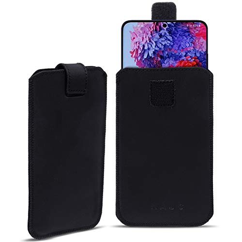 Handy Hülle kompatibel für Samsung Galaxy S20 Plus Leder Tasche Schwarz Schutzhülle Case Cover Pull Tab von NAmobile