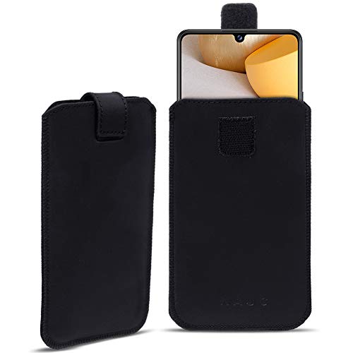 Handy Hülle kompatibel mit Samsung Galaxy A55 A35 A25 A15 Leder Tasche Schwarz Schutzhülle Case Cover Pull Tab von NAmobile