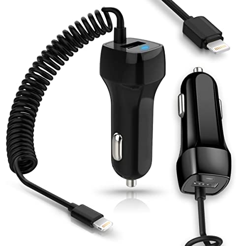 Ladekabel Auto KFZ Ladegerät Dual Ladeadapter Lade Kabel Daten Gerät 3,1A integriertes dehnbares Ladekabel kompatibel mit iPhone Schnellladegerät zusätzlicher freier USB Anschluss, Farbe:Schwarz Ladekabel Auto KFZ Ladegerät Dual Ladeadapter Lade Kabel Daten Gerät 3,1A integriertes dehnbares Ladekabel kompatibel mit iPhone Schnellladegerät zusätzlicher freier USB Anschluss, Farbe:Schwarz von NAmobile