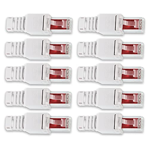 NAmobile 10x Netzwerkstecker Netzwerk Stecker werkzeuglos Cat7 Cat6 Cat5 LAN Kabel RJ45 ohne Werkzeug werkzeugfrei Verlegekabel Patchkabel Netzwerkkabel Crimpstecker von NAmobile