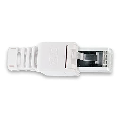 NAmobile 1x CAT 6A RJ45 Netzwerkstecker werkzeuglos CAT7 CAT6 CAT5 CAT5e LAN Kabel Netzwerk Stecker ohne Werkzeug werkzeugfrei Crimpstecker für Patchkabel Netzwerkkabel Verlegekabel von NAmobile