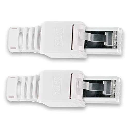 NAmobile 2X CAT 6A RJ45 Netzwerkstecker werkzeuglos CAT7 CAT6 CAT5 CAT5e LAN Kabel Netzwerk Stecker ohne Werkzeug werkzeugfrei Crimpstecker für Patchkabel Netzwerkkabel Verlegekabel von NAmobile