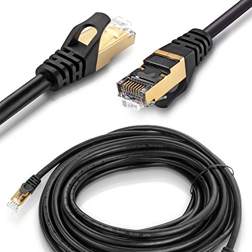 NAmobile 7m CAT7 Netzwerkkabel RJ45 Patchkabel CAT6A CAT6 CAT5 LAN DSL Internet Netzwerk Ethernet Verlegekabel Rohkabel SFTP Schwarz Kabel von NAmobile