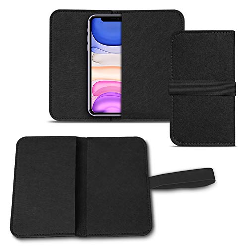 NAmobile Filz Tasche kompatibel für Apple iPhone 11 Handy Cover Hülle Case Filztasche Handyhülle mit Kartenfach in Grau mit Straffen Gummiband, Farben:Schwarz NAmobile Filz Tasche kompatibel für Apple iPhone 11 Handy Cover Hülle Case Filztasche Handyhülle mit Kartenfach in Grau mit Straffen Gummiband, Farben:Schwarz von NAmobile