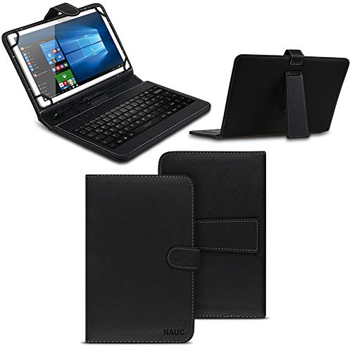 NAmobile Schutzhülle kompatibel mit PEAQ Tablet PET 100 101 1008 Tastatur Hülle Tasche QWERTZ Keyboard USB Cover Case von NAmobile