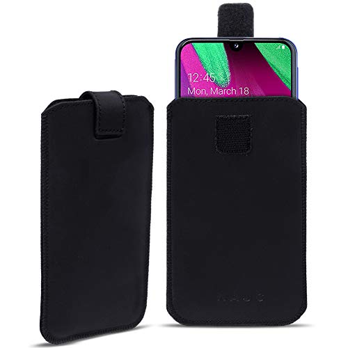 NAmobile Schutzhülle kompatibel mit Samsung Galaxy A40 2019 Handy Hülle Leder Tasche Schwarz Cover Pull Tab Case von NAmobile