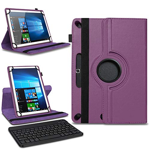 NAmobile Tablet Schutzhülle kompatibel für Jay-tech G10.11 LTE G10.10 aus Kunstleder Hülle Tasche Standfunktion 360° Drehbar Cover Universal Case Bluetooth Tastatur QWERTZ, Farben:Lila von NAmobile