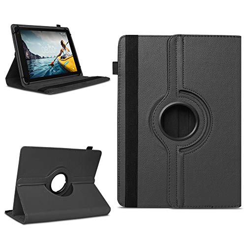NAmobile Tablet Schutzhülle kompatibel mit Doogee U11 / U10 / U10 Pro / U9 aus Kunstleder Hülle Tasche Standfunktion 360° Drehbar Cover Universal Case, Farben:Schwarz von NAmobile