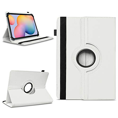 NAmobile Tablet Schutzhülle kompatibel für Samsung Galaxy Tab S6 Lite aus Kunstleder Hülle Tasche Standfunktion 360° Drehbar Cover Universal Case, Farben:Weiss von NAmobile