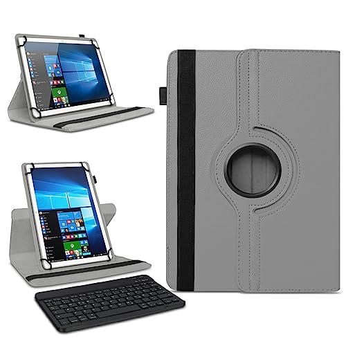 NAmobile Tablet Schutzhülle kompatibel mit Doogee T30 Pro 11 Zoll aus Kunstleder Hülle Tasche Bluetooth Tastatur QWERTZ Standfunktion Drehbar Cover Universal Case, Farben:Grau von NAmobile